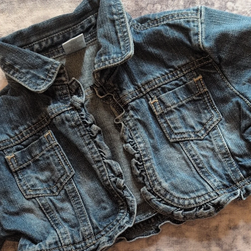 Gymboree Dark Blue Jean Jacket with Ruffle Trim